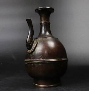 【T286】仏教美術 室町時代 古銅鍍金 水瓶