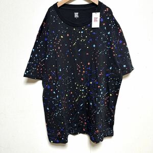 【未使用】プリントTシャツ graniph グラニフ　サイズL ペイントデザイン　ブラック