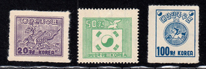 SC#123-125/韓国切手 20.50.100ウォン（1951）[S044]北朝鮮