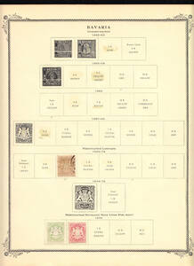 戦前ドイツ地方切手③バイエルン王国（1870-1920年）リーフ9枚[S030] ※余白を折って発送