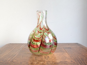 アンティーク花器 オブジェ ヴィンテージ デザイン ガラス器 フラワーベース 花瓶 一輪挿し(H15.5cm)