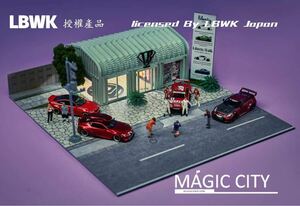 1/64 magic city ジオラマ　LBWK JAPAN liberty walk 唐破風屋根展示場　ミニカー一台おまけ