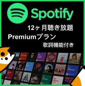 [アメリカ版] 12ヶ月分 Spotify premium スポティファイ　プレミアム　一年分　歌詞機能付き　音楽