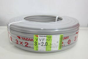 未使用 矢崎 YAZAKI VVF(PbF) VVFケーブル 3×2.0mm 100m 灰 製造22.08 未開封 ②_T 