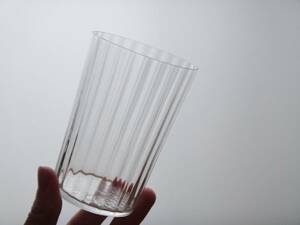 フランス　アンティーク　型吹きモールグラス L 1客　◆　)うすはり 古道具 硝子 19-20世紀 古物 コップ