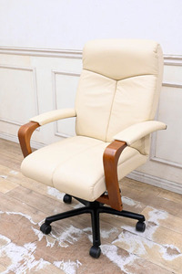 DX23 美品 富士ファニチア 本革 デスクチェア OAチェア 事務椅子 昇降 オフィスチェア