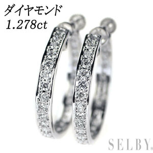 K18WG ダイヤモンド イヤリング 1.278ct フープ 出品5週目 SELBY