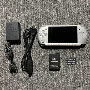 PSP PSP-3000 ミスティックシルバー 充電器付き メモリーカード バッテリー新品