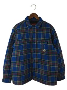 Supreme◆21AW/Quited Plaid Flannel Shirt/キルティングジャケット/M/コットン/ブルー