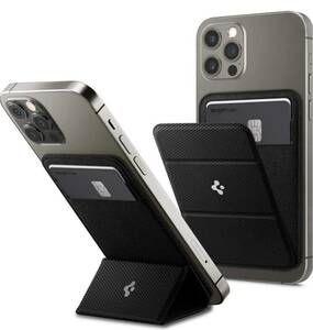 Spigen MagSafe対応 カードケース スタンド マグネット内蔵 ブラック 送料無料 iPhone 12 13 14 pro