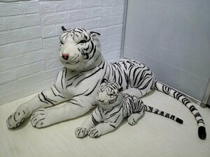CLEIB 特大 約165㎝ ぬいぐるみ 親子 ホワイトタイガー 2匹 2体 虎 トラ ヌイグルミ オブジェ 抱き枕 クッション
