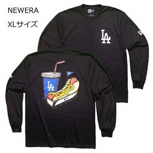 即決　新品　送料無料　NEW　ERA　ニューエラ　ロサンゼルス　ドジャース　長袖Tシャツ　ロンT　黒　XL　ベースボール　野球　大リーグ