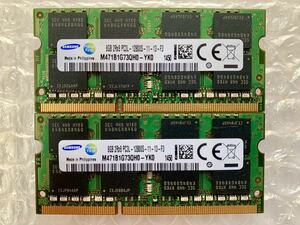 SAMSUNG 8GB×2枚 計16GB DDR3 PC3L-12800 ノートPC用 増設メモリ