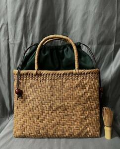 白川郷　国産蔓使用　サイズL 匠の技　職人手編み　網代編み　山葡萄籠バッグ