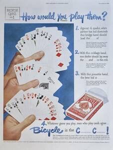 稀少！1948年Bicycle Playing Cards広告/トランプ/カード・ゲーム/4