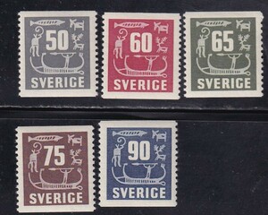 §スウェーデン/記念≪石の彫刻≫1954年/5種完/Scott#468～472 