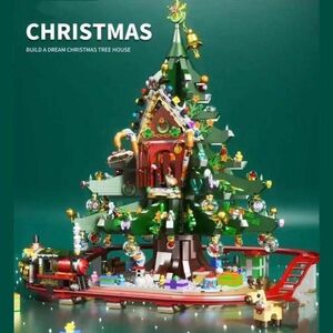 C2021:クリスマスツリー ビルディングブロック おもちゃ トナカイ ジンジャー ブレッドハウスモデル 冬の
