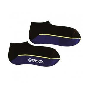 ◆新品 タグ付 rasox ラソックス コットンライン・スニーカー ブラック 靴下 S 22-24 日本製 男女兼用 ◆ 送料無料