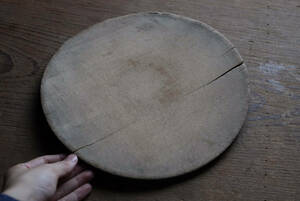17-18世紀 スウェーデン木皿 大皿 Swedish Wooden Round Rim Large Plate / フォークアート オブジェ 民芸 古道具 アンティーク