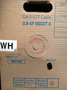 【新品】 Cat6 日本製線(株) 0.5-4P NSGDT6 UTPケーブル(WH) 300ｍ