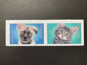 外国切手（未使用）ノルウェー 2019年発行 ペット セルフ糊 2種連刷 - 動物 Pets 犬 いぬ イヌ Dogs 猫 ねこ ネコ Cats シール式
