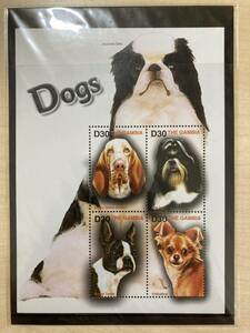 外国切手（未使用）ガンビア 2004年発行 イヌ 4種小型シート - 動物 犬 いぬ Dogs シーズー チワワ ボストンテリア ほか