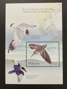 外国切手（未使用）マレーシア 2005年発行 渡り鳥 1種小型シート - 動物トリ とり Migratory Birds ハマシギ 浜鷸 Calidris alpina