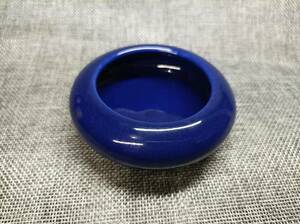 中国 唐物 古瓷 時代物 明代 藍釉小水盂