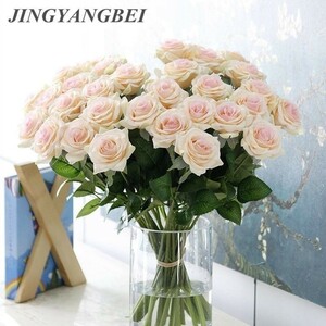 □□011:大量25本 バラ 高級造花 アートフラワー シルクフラワー 花束 ローズ アレンジメント ブーケ プレゼント お祝い
