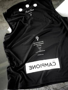 NY購入/L/BLACK/CAMPIONE and GYM No sleeve Top MIXED PRINT Shield Label/ノースリーブ/ジム/ランニング/トレーニングトップス