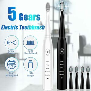 大人気 超強力な電動歯ブラシ ソニック USB充電,洗浄可能な電子歯のホワイトニング