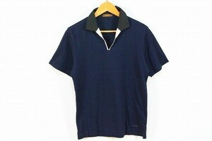 アラミス ARAMIS 綺麗め ポロシャツ プルオーバー トップス 半袖 ウェア ゴルフ 日本製 無地 S 紺 ネイビー メンズ [528490]