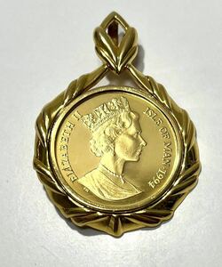 マン島 キャットコイン 1994 ペンダントトップ 