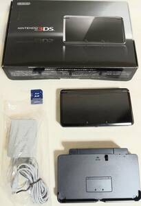 任天堂 ニンテンドー 3DS コスモブラック CTR-001 本体 箱 説明書 充電器 メモリーカード 通電 動作確認 初期化済み 美品