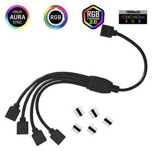 RGB Fan cable 1-to-4 RGBファン＆LEDテープ増設用 4分岐 ケーブル スプリッター ストリップ ASUS MSI GIGABYTE ASROCK マザーボード対応