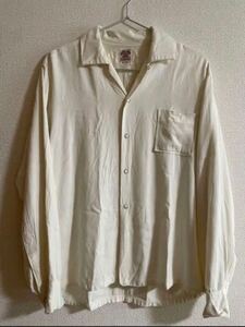 【special】50s ホワイト レーヨンシャツ オープンカラーシャツ ギャバシャツ ボックスシルエット ヴィンテージ 開襟シャツ 長袖 白