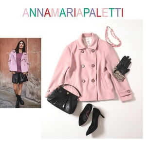 イタリア製・アンナマリアパレッティ2022AW■春まで着られる・美しい青みピンクのPコート■38
