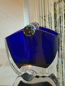 希少　廃盤品　バカラ　フラワーベース　オセアニア　コバルトブルー　花瓶　万華鏡