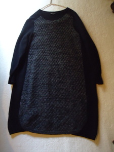 ２３区　黒グレー　ニットワンピース　１回着用　カシミア羊毛　サイズ４６　ゆったりサイズ