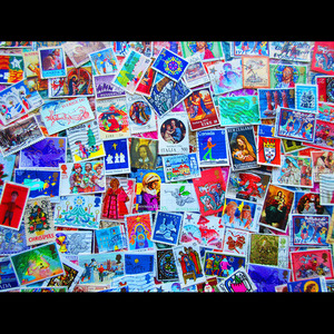 E ☆【即決・送料無料】 限定　128枚 外国　クリスマス 切手　コレクションン コラージュ　デコパージュ　カードに☆ CHRISTMAS
