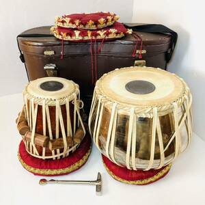インド打楽器　タブラ　　ケース　チューニングハンマー付き　民族楽器