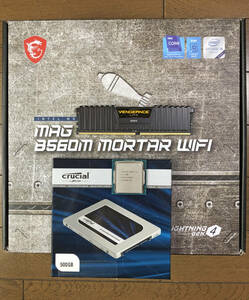 〓Core i5 11400 / MSI MAG B560M MORTAR WIFI マザーボード / Corsairメモリ 8GB / Crucial SSD 525GB /４点セット〓