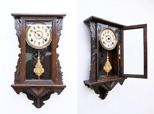 GX421 愛知時計 アイチ 木製 彫刻 ゼンマイ式 振り子時計 アナログ 機械式 柱時計 掛け時計
