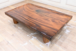 CY02 重い緻密材 厚み7cm 重厚 一枚板 総無垢 座卓 ローテーブル 座敷机 リビングテーブル センターテーブル