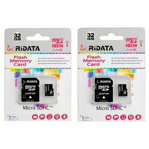 microSDHC32GBフラッシュメモリーカード（RiDATA）2個セット【1円スタート出品・新品・送料無料】