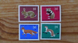 ドイツ　1967年　動物　4種　未使用切手