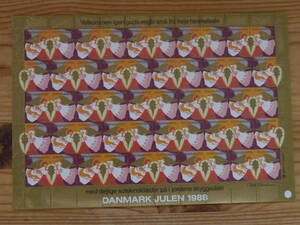 デンマーク　1988年　天使　クリスマスシールシート　未使用品