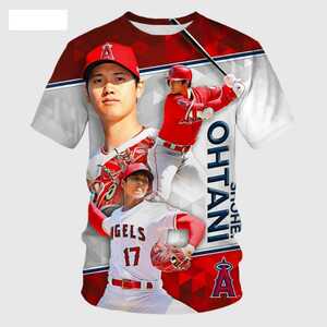 L MLB 大谷翔平 Tシャツ スポーツ Angels Baseball エンゼルス ベースボール 半袖 夏用 薄手 メジャーリーグ 野球 レッド 赤 ホワイト 白 f