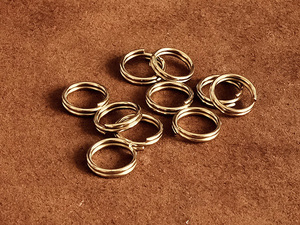 10個セット 真鍮製 二重リング（直径11mm）ゴールド ダブルリング： カスタムパーツ キーホルダー キーリング 二重カン 材料 ブラス