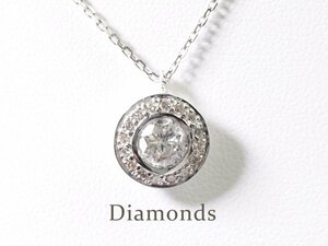 A-113☆K18WG ダイヤモンド 1.013ct/0.22ct ネックレス